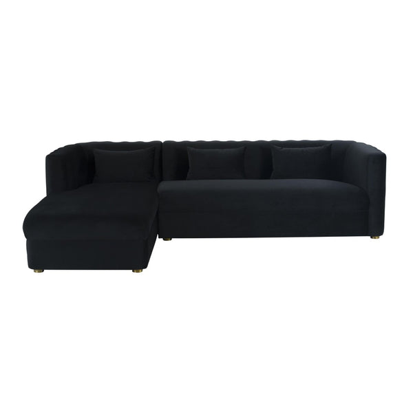 TOV Furniture Callie Velvet L-Shaped Sectional Sofa - Modern Glamour with Curved Design & Plush Comfort for Living Rooms Black / LAF TOV-L44165-L44167