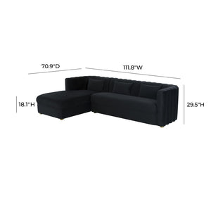 TOV Furniture Callie Velvet L-Shaped Sectional Sofa - Modern Glamour with Curved Design & Plush Comfort for Living Rooms Black / LAF TOV-L44165-L44167