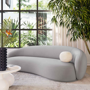 TOV Furniture Kendall 90" Velvet Sofa - Luxurious Curved Design with Plush Comfort for Contemporary Living Spaces Light Grey TOV-L44180