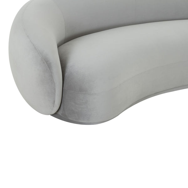 TOV Furniture Kendall 90" Velvet Sofa - Luxurious Curved Design with Plush Comfort for Contemporary Living Spaces Light Grey TOV-L44180