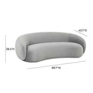 TOV Furniture Kendall 90" Velvet Sofa - Luxurious Curved Design with Plush Comfort for Contemporary Living Spaces Light Grey TOV-L44180