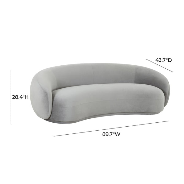 TOV Furniture Kendall 90" Velvet Sofa - Luxurious Curved Design with Plush Comfort for Contemporary Living Spaces Light Grey TOV-L44180