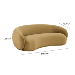TOV Furniture Kendall 90" Velvet Sofa - Luxurious Curved Design with Plush Comfort for Contemporary Living Spaces Cognac TOV-L44181