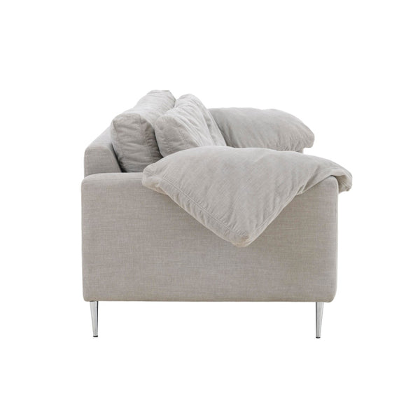 TOV Furniture Vari Textured Velvet Lounge Sofa - Contemporary Elegance with Plush Comfort for Stylish Living Spaces Light Grey TOV-L54243