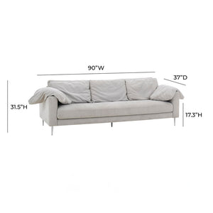 TOV Furniture Vari Textured Velvet Lounge Sofa - Contemporary Elegance with Plush Comfort for Stylish Living Spaces Light Grey TOV-L54243