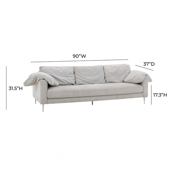 TOV Furniture Vari Textured Velvet Lounge Sofa - Contemporary Elegance with Plush Comfort for Stylish Living Spaces Light Grey TOV-L54243