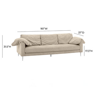 TOV Furniture Vari Textured Velvet Lounge Sofa - Contemporary Elegance with Plush Comfort for Stylish Living Spaces Beige TOV-L54244