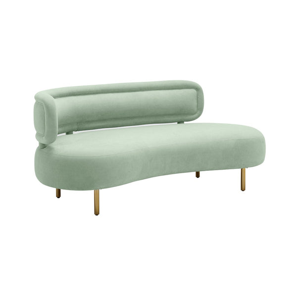 TOV Furniture Tischa 70" Upholstered Sofa - Chic Modern Design with Curved Profile & Luxe Brass Legs for Elegance Mint Green TOV-L54317