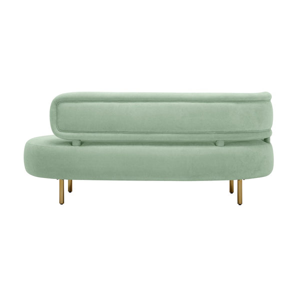 TOV Furniture Tischa 70" Upholstered Sofa - Chic Modern Design with Curved Profile & Luxe Brass Legs for Elegance Mint Green TOV-L54317
