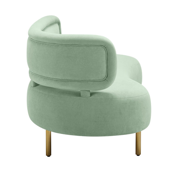 TOV Furniture Tischa 70" Upholstered Sofa - Chic Modern Design with Curved Profile & Luxe Brass Legs for Elegance Mint Green TOV-L54317