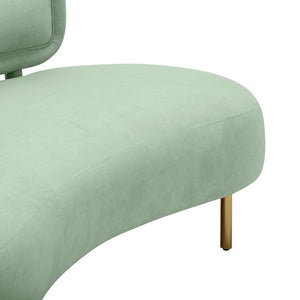 TOV Furniture Tischa 70" Upholstered Sofa - Chic Modern Design with Curved Profile & Luxe Brass Legs for Elegance Mint Green TOV-L54317