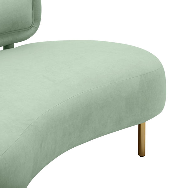 TOV Furniture Tischa 70" Upholstered Sofa - Chic Modern Design with Curved Profile & Luxe Brass Legs for Elegance Mint Green TOV-L54317