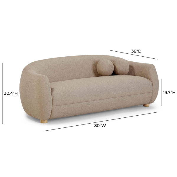 TOV Furniture Judy 80" Boucle Sofa - Handcrafted Art Deco Design with Plush Upholstery and Solid Wood Legs Taupe TOV-L54362