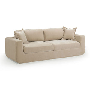TOV Furniture Miri 90.5" Upcycled Velvet Sofa - Eco-Friendly Comfort with Deep Seating and Stylish Pillows Sand TOV-L54443