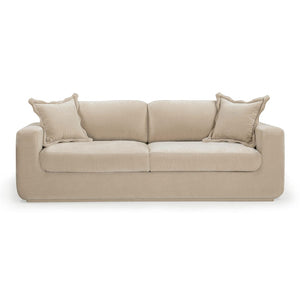 TOV Furniture Miri 90.5" Upcycled Velvet Sofa - Eco-Friendly Comfort with Deep Seating and Stylish Pillows Sand TOV-L54443
