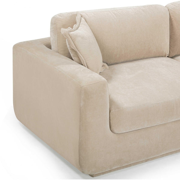 TOV Furniture Miri 90.5" Upcycled Velvet Sofa - Eco-Friendly Comfort with Deep Seating and Stylish Pillows Sand TOV-L54443