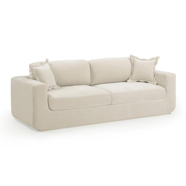 TOV Furniture Miri 90.5" Upcycled Velvet Sofa - Eco-Friendly Comfort with Deep Seating and Stylish Pillows Cream TOV-L54444