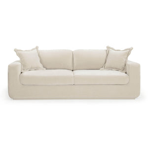 TOV Furniture Miri 90.5" Upcycled Velvet Sofa - Eco-Friendly Comfort with Deep Seating and Stylish Pillows Cream TOV-L54444