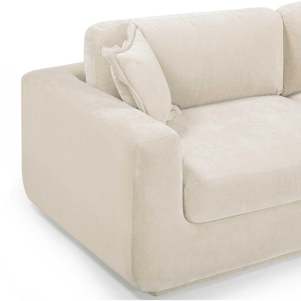 TOV Furniture Miri 90.5" Upcycled Velvet Sofa - Eco-Friendly Comfort with Deep Seating and Stylish Pillows Cream TOV-L54444