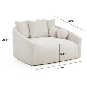 TOV Furniture Hanim 54" Boucle Daybed - Contemporary Lounge Seating with Contract-Grade Upholstery & Chic Style Cream TOV-L54566