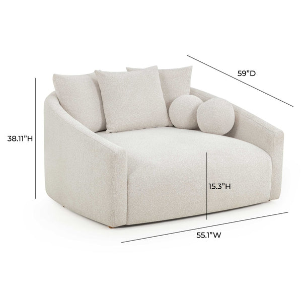 TOV Furniture Hanim 54" Boucle Daybed - Contemporary Lounge Seating with Contract-Grade Upholstery & Chic Style Cream TOV-L54566