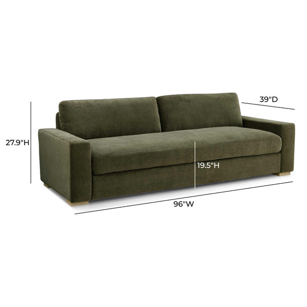 TOV Furniture Beckham 96" Upcycled Chenille Sofa - Sustainable Luxury with Deep Comfort & Easy-Care Performance Fabric Olive Green TOV-L54608