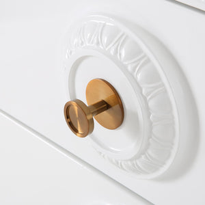 TOV Furniture Bovey Chic White Lacquer Side Table with Gold Accents, Soft-Close Drawers & Stylish Storage Solution TOV-L5525