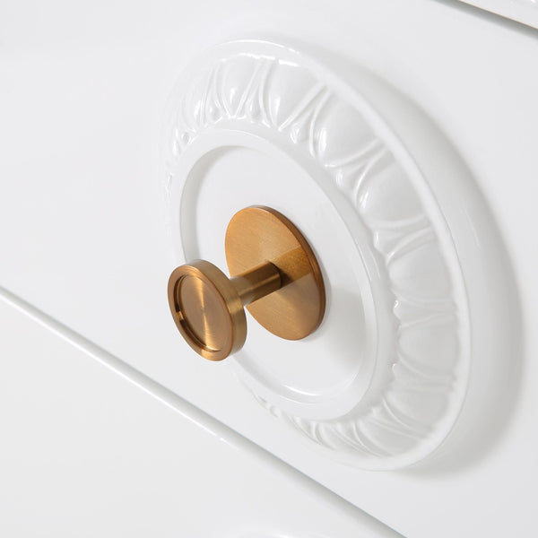 TOV Furniture Bovey Chic White Lacquer Side Table with Gold Accents, Soft-Close Drawers & Stylish Storage Solution TOV-L5525