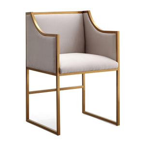 TOV Furniture Atara Velvet Chair - Sculptural Elegance with Plush Comfort and Gold Stainless Steel Base for Style Cream TOV-L6122