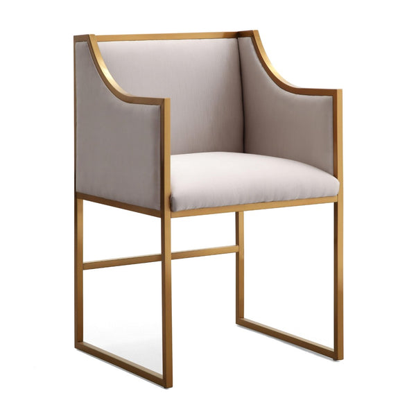 TOV Furniture Atara Velvet Chair - Sculptural Elegance with Plush Comfort and Gold Stainless Steel Base for Style Cream TOV-L6122