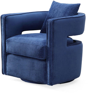 TOV Furniture Kennedy Velvet Swivel Accent Chair - Plush Comfort, Modern Design, Effortless Style for Any Room Navy TOV-L6124