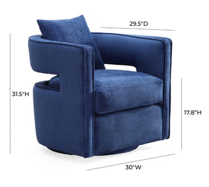 TOV Furniture Kennedy Velvet Swivel Accent Chair - Plush Comfort, Modern Design, Effortless Style for Any Room Navy TOV-L6124