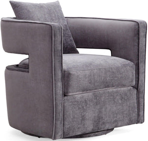 TOV Furniture Kennedy Velvet Swivel Accent Chair - Plush Comfort, Modern Design, Effortless Style for Any Room Grey TOV-L6125