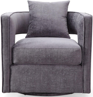TOV Furniture Kennedy Velvet Swivel Accent Chair - Plush Comfort, Modern Design, Effortless Style for Any Room Grey TOV-L6125