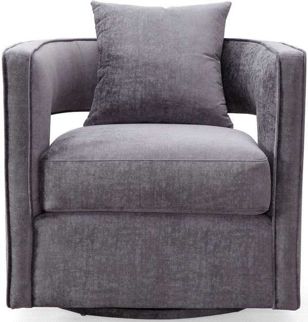 TOV Furniture Kennedy Velvet Swivel Accent Chair - Plush Comfort, Modern Design, Effortless Style for Any Room Grey TOV-L6125