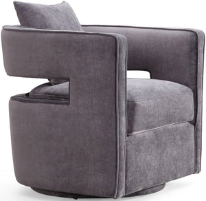 TOV Furniture Kennedy Velvet Swivel Accent Chair - Plush Comfort, Modern Design, Effortless Style for Any Room Grey TOV-L6125