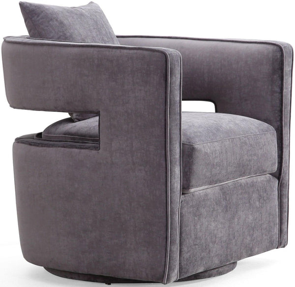 TOV Furniture Kennedy Velvet Swivel Accent Chair - Plush Comfort, Modern Design, Effortless Style for Any Room Grey TOV-L6125