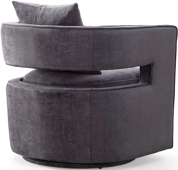 TOV Furniture Kennedy Velvet Swivel Accent Chair - Plush Comfort, Modern Design, Effortless Style for Any Room Grey TOV-L6125
