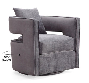 TOV Furniture Kennedy Velvet Swivel Accent Chair - Plush Comfort, Modern Design, Effortless Style for Any Room Grey TOV-L6125