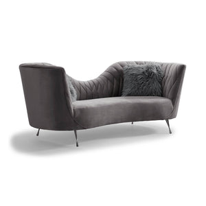 TOV Furniture Eva Velvet Sofa - Luxurious Comfort with Elegant Design, Stainless Steel Legs, and Plush Pillows Grey TOV-L6130