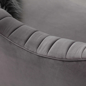 TOV Furniture Eva Velvet Sofa - Luxurious Comfort with Elegant Design, Stainless Steel Legs, and Plush Pillows Grey TOV-L6130