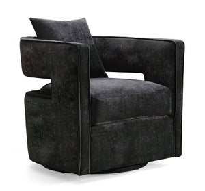 TOV Furniture Kennedy Velvet Swivel Accent Chair - Plush Comfort, Modern Design, Effortless Style for Any Room Black TOV-L6145