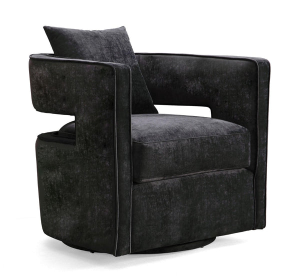 TOV Furniture Kennedy Velvet Swivel Accent Chair - Plush Comfort, Modern Design, Effortless Style for Any Room Black TOV-L6145