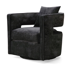 TOV Furniture Kennedy Velvet Swivel Accent Chair - Plush Comfort, Modern Design, Effortless Style for Any Room Black TOV-L6145