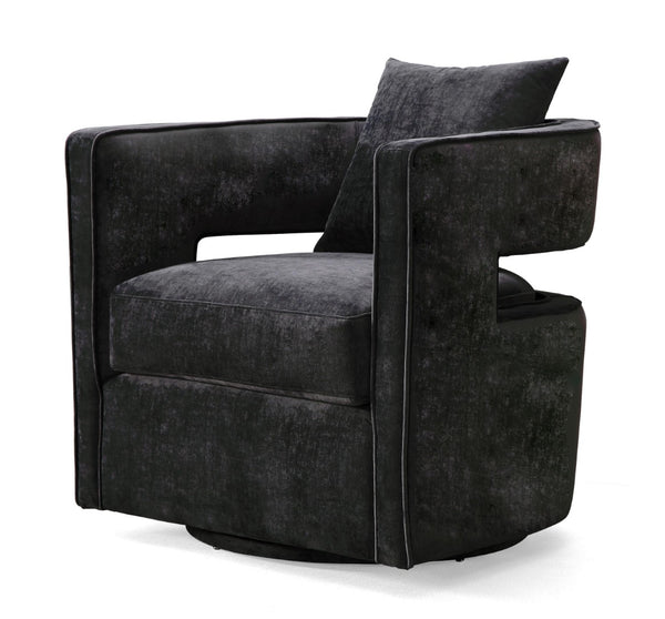 TOV Furniture Kennedy Velvet Swivel Accent Chair - Plush Comfort, Modern Design, Effortless Style for Any Room Black TOV-L6145
