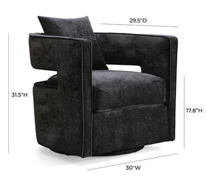 TOV Furniture Kennedy Velvet Swivel Accent Chair - Plush Comfort, Modern Design, Effortless Style for Any Room Black TOV-L6145