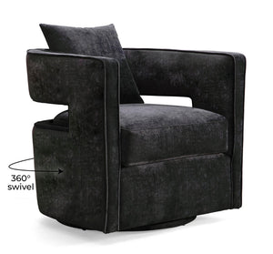 TOV Furniture Kennedy Velvet Swivel Accent Chair - Plush Comfort, Modern Design, Effortless Style for Any Room Black TOV-L6145