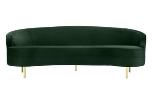 TOV Furniture Baila 89" Velvet Sofa - Luxurious Curved Design with Gold Legs for Modern Living Room Elegance Green TOV-L6294
