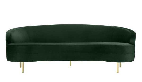 TOV Furniture Baila 89" Velvet Sofa - Luxurious Curved Design with Gold Legs for Modern Living Room Elegance Green TOV-L6294