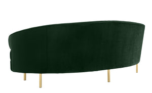 TOV Furniture Baila 89" Velvet Sofa - Luxurious Curved Design with Gold Legs for Modern Living Room Elegance Green TOV-L6294